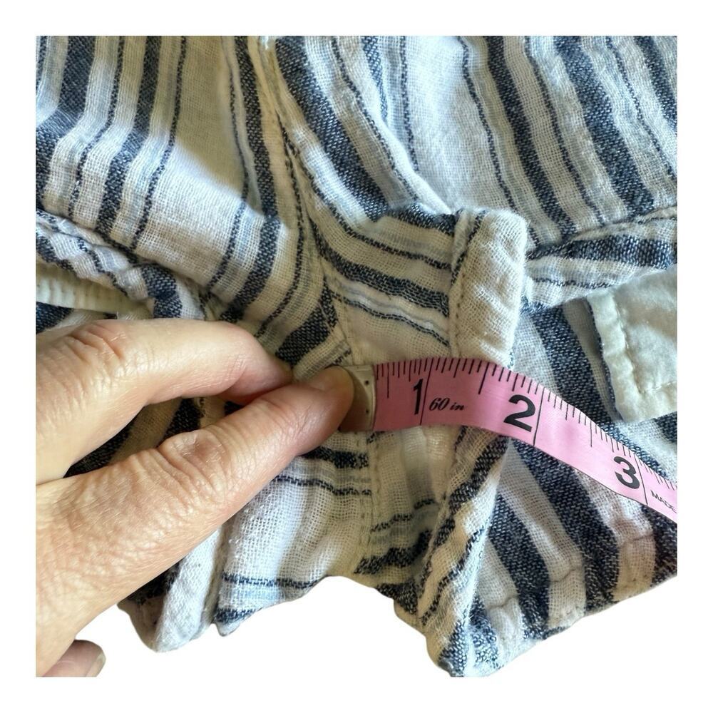 Free People Casual Stripe Short Shorts Coastal Cotton Off-White Blue Women's 4 - Picture 7 of 9